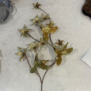 Gold Metal Hummingbird Wall Art